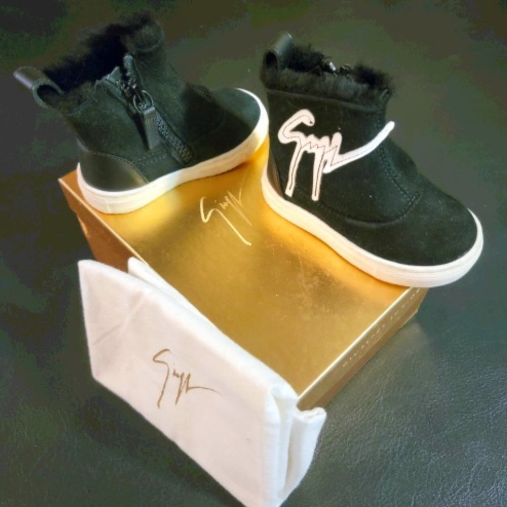 Giuseppe Zanotti Cyril Jr High-Top Trainers - Black Suede - Size 20/5 - With Box